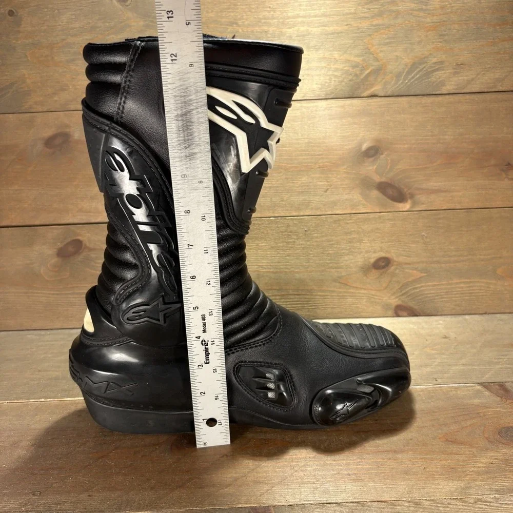 Alpinestars SMX-S Mens size 44 shoes black leather motorcycle racing riding boot